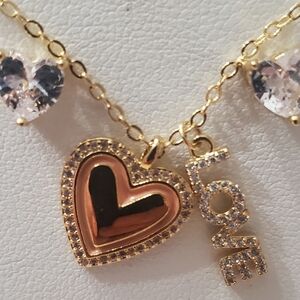 Gold Plated Heart Necklace and Earring Set-Love-Stella Rose
